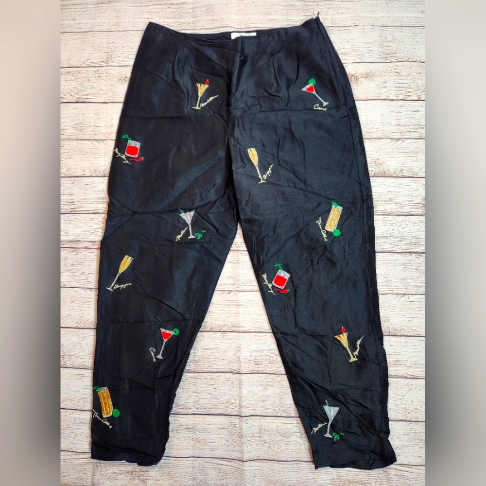 Vintage‎ S.L.B silk pants cocktail embroidery Size 12